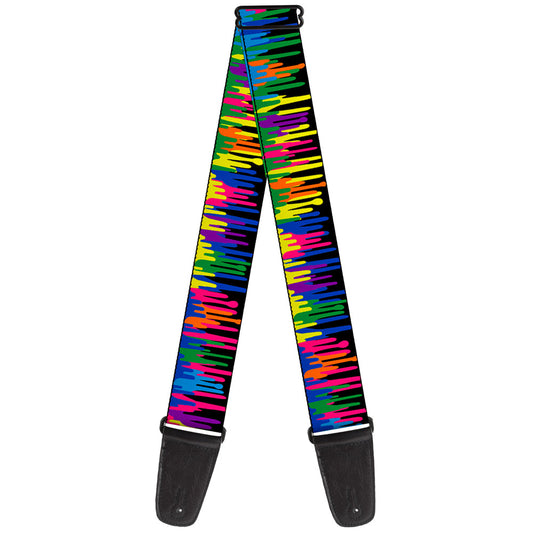 Guitar Strap - Paint Drips Black Multi Neon