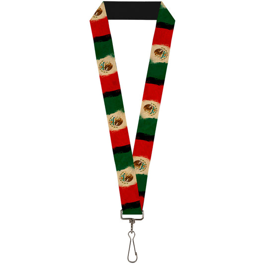 Lanyard - 1.0" - Mexico Flag Distressed Painting