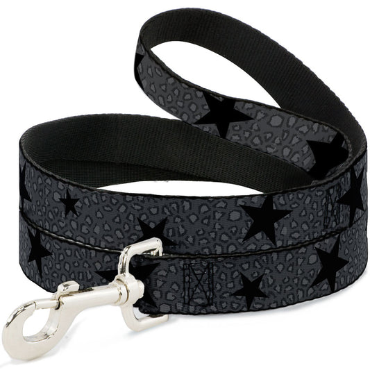 Dog Leash - Cheetah/Stars Gray/Black