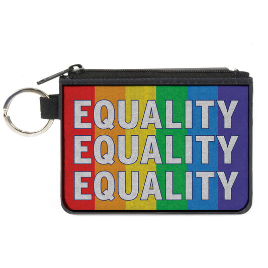 Canvas Zipper Wallet - MINI X-SMALL - EQUALITY Blocks Rainbow Blue White