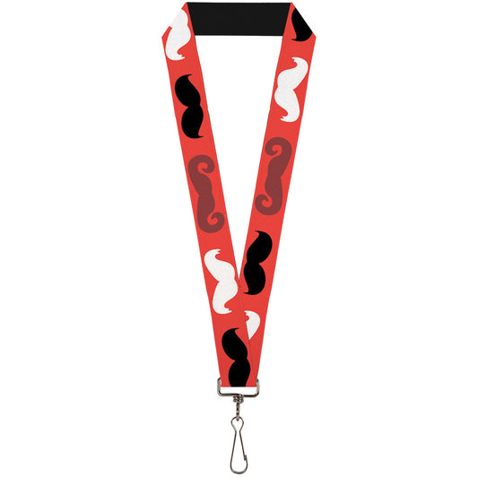 Lanyard - 1.0" - Mustaches Red Brown White Black