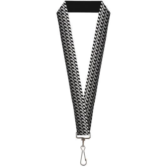 Lanyard - 1.0" - Mustache Monogram Black Grays