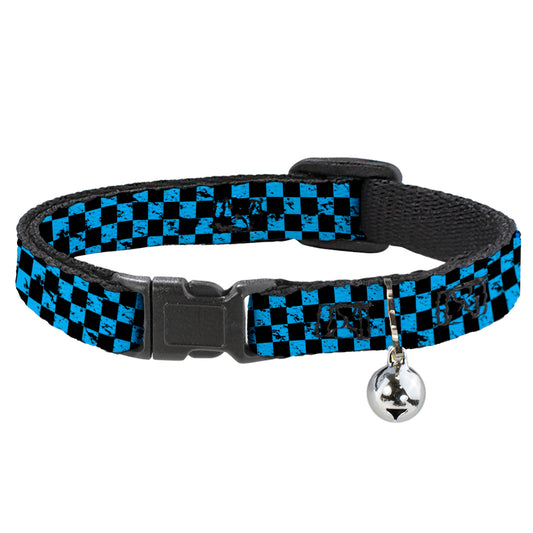 Cat Collar Breakaway - Checker Weathered Black Turquoise