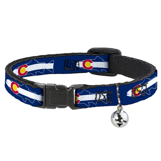 Cat Collar Breakaway - Colorado Trout Flag Snowy Mountains Blues White Red Yellow