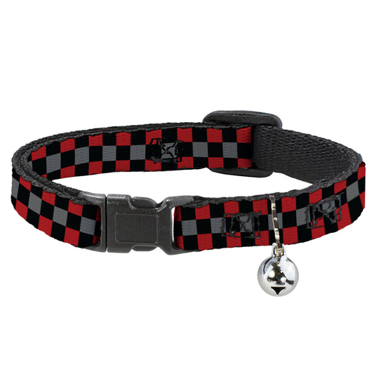 Cat Collar Breakaway - Checker Black Gray 2 Red