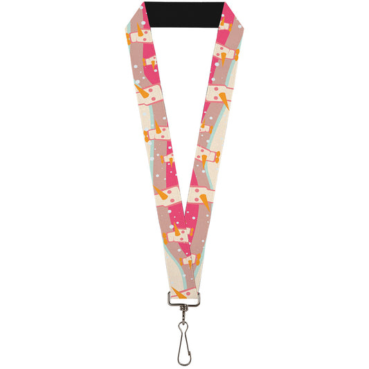 Lanyard - 1.0" - Block Penguins Mauve