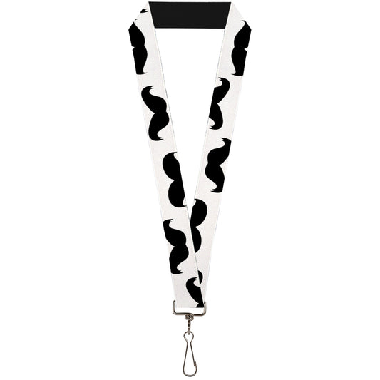 Lanyard - 1.0" - Mustaches White Black