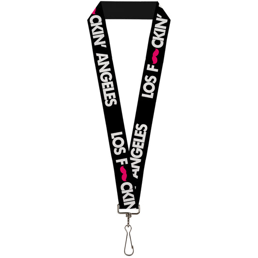 Lanyard - 1.0" - LOS F*CKIN' ANGELES Mustache Black White Pink