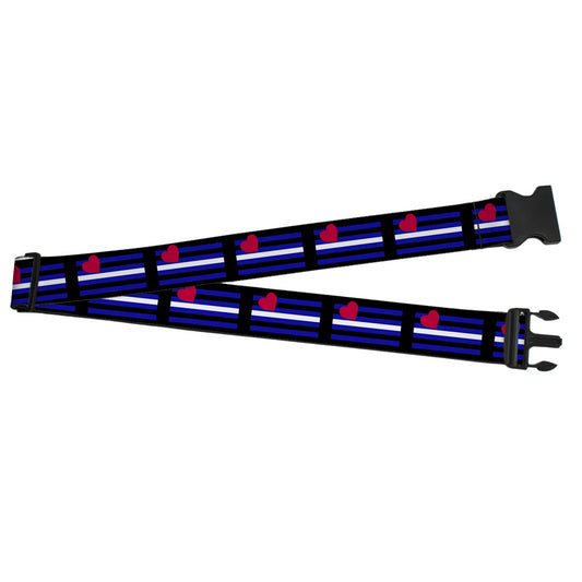 Luggage Strap - 2.0" - Flag Leather Black Blue Red White