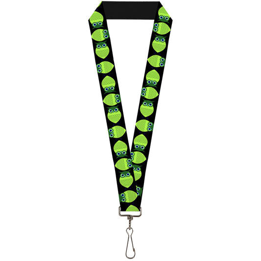 Lanyard - 1.0" - Owls Spin Black Green