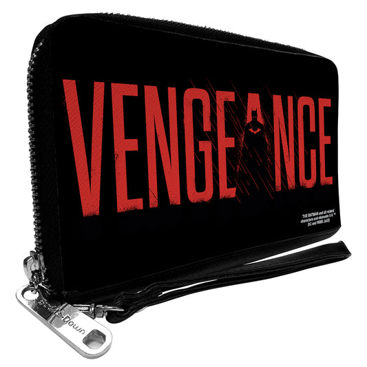 PU Zip Around Wallet Rectangle - The Batman Movie VENGEANCE Silhouette Black Red
