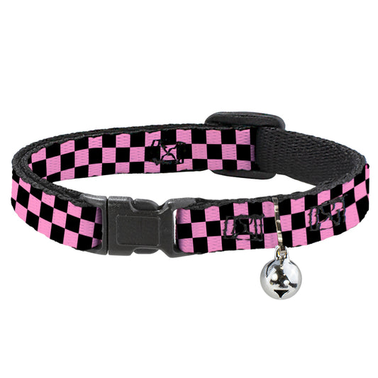 Cat Collar Breakaway - Checker Black Baby Pink
