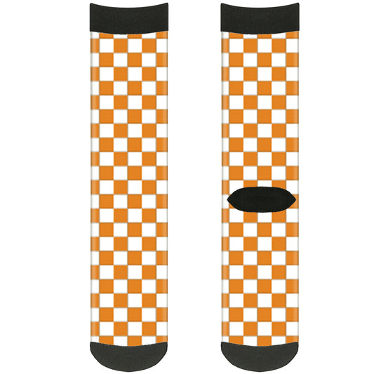 Sock Pair - Polyester - Checker White TN Orange - CREW