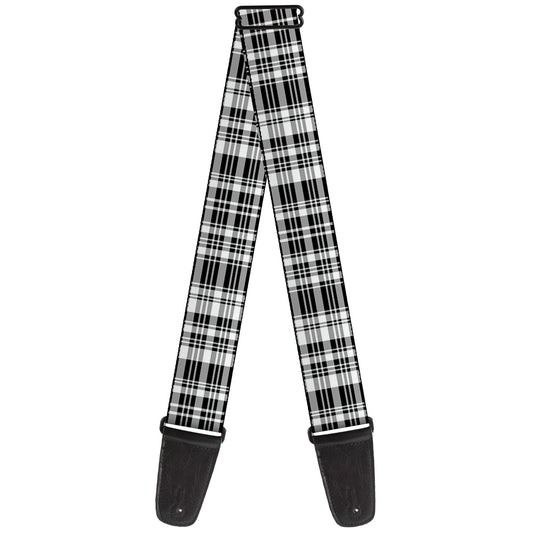 Guitar Strap - Plaid Black White