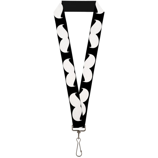 Lanyard - 1.0" - Mustache Black White