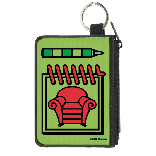 Canvas Zipper Wallet - MINI X-SMALL - Blue's Clues Steve's Handy Dandy Notebook Thinking Chair Greens Red