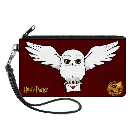 Canvas Zipper Wallet - LARGE - HARRY POTTER Hedwig Delivery Pose DRCMC Icon Burgundy Reds Golds