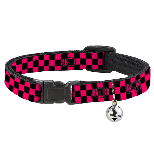 Cat Collar Breakaway - Checker Black Neon Pink