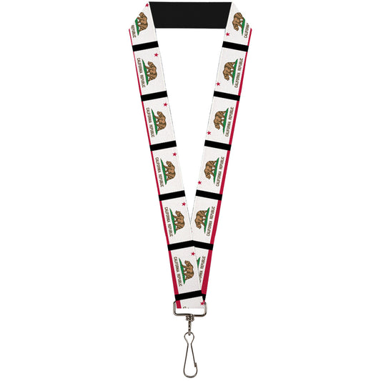 Lanyard - 1.0" - California Flag Repeat Black