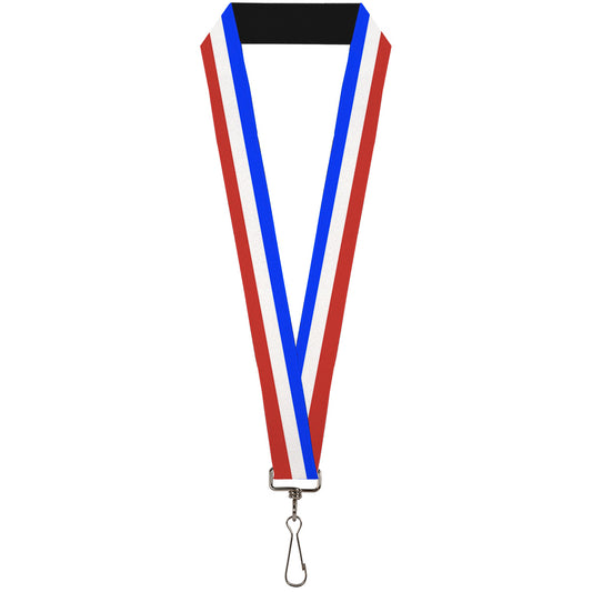 Lanyard - 1.0" - Stripes Blue White Red