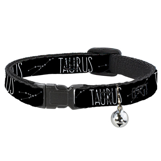 Cat Collar Breakaway - Zodiac TAURUS Constellation Black White