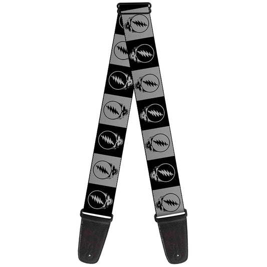 Guitar Strap - Steal Your Face Blocks Black White-Gray Black