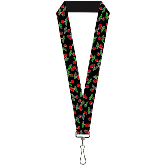 Lanyard - 1.0" - Cherries Scattered Black