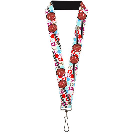 Lanyard - 1.0" - Lollipop Hearts White