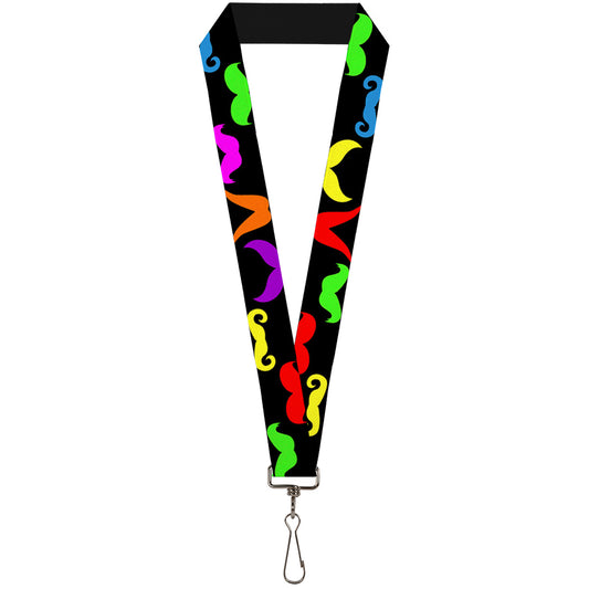 Lanyard - 1.0" - Mustaches Black Multi Color