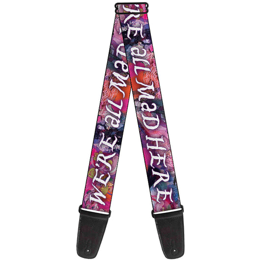 Guitar Strap - Cheshire Cat Visions WE'RE ALL MAD HERE Pinks White