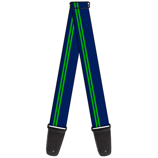 Guitar Strap - Racing Stripe Navy Bright Green