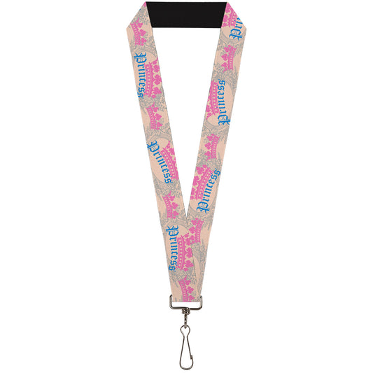 Lanyard - 1.0" - Crown Princess Oval Baby Pink Baby Blue