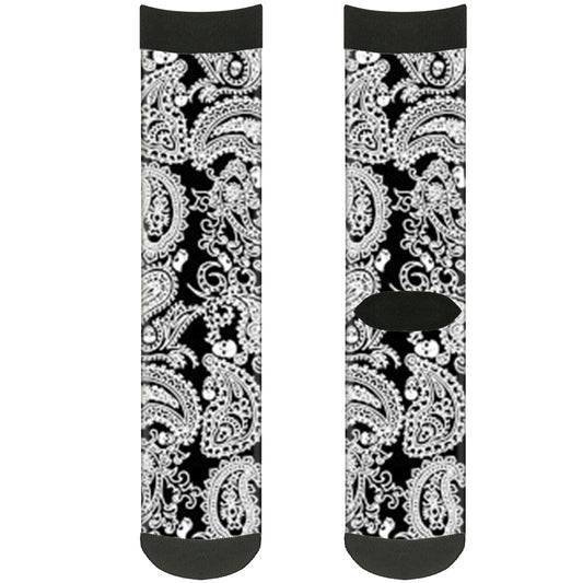 Sock Pair - Polyester - Bandana Skulls Black White - CREW