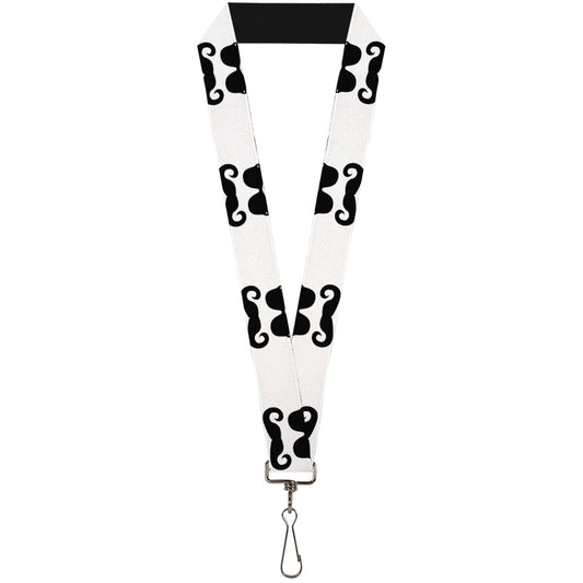 Lanyard - 1.0" - Sunglasses & Mustache White Black