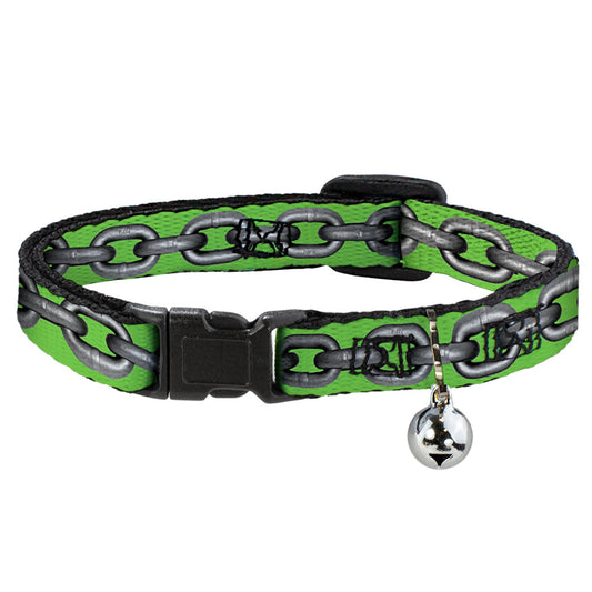 Cat Collar Breakaway - Metal Chain Green Gray