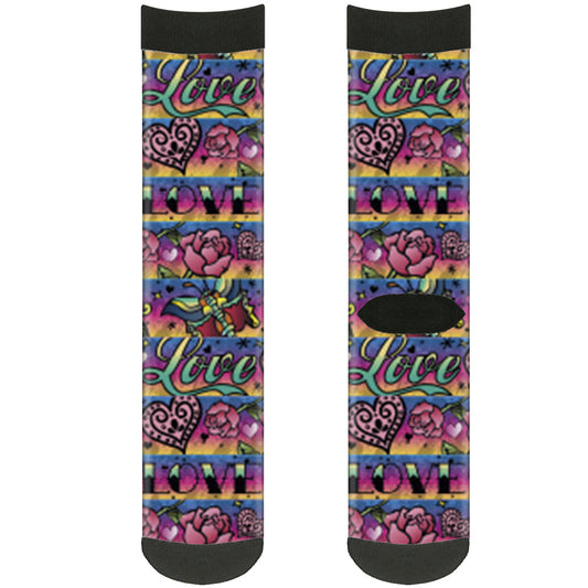 Sock Pair - Polyester - Love Love Purple - CREW