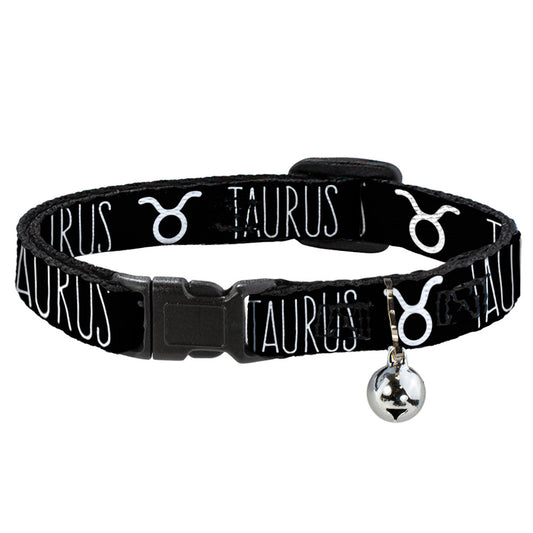 Cat Collar Breakaway - Zodiac TAURUS Symbol Black White