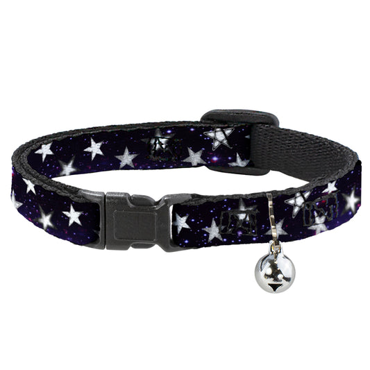 Cat Collar Breakaway - Glowing Stars in Space Black Purple White