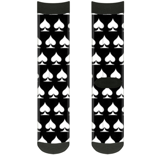 Sock Pair - Polyester - Spade Black White - CREW