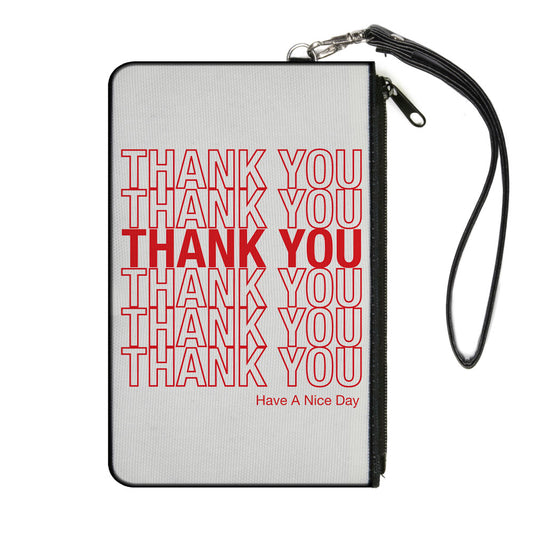 Canvas Zipper Wallet - LARGE - THANK YOU HAVE A NICE DAY Bag Print White Red