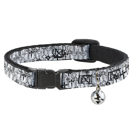 Cat Collar Breakaway - Crosses Assorted Distressed White Black