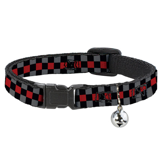 Cat Collar Breakaway - Checker Black Gray 1 Red