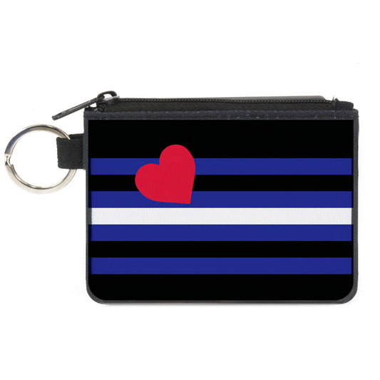 Canvas Zipper Wallet - MINI X-SMALL - Flag Leather Black Blue Red White