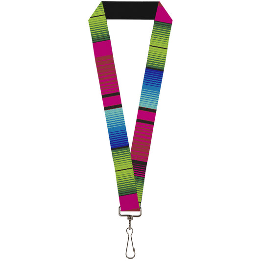 Lanyard - 1.0" - Zarape7 Vertical Pinks Blues Greens Black