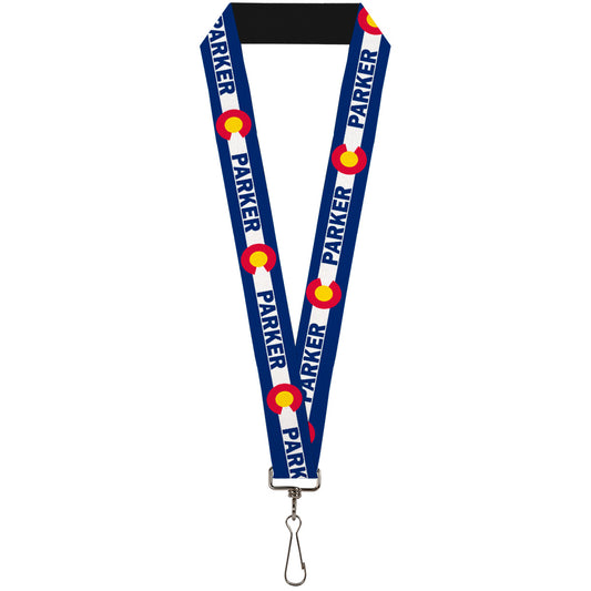 Lanyard - 1.0" - Colorado PARKER Flag Blue White Red Yellow