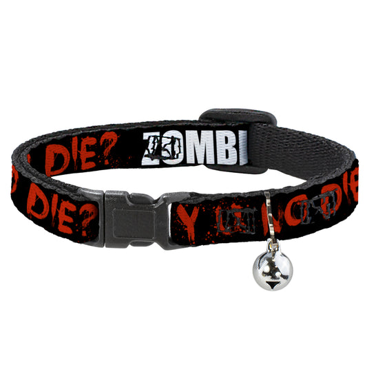 Cat Collar Breakaway - Zombies Y U NO DIE Black White Red