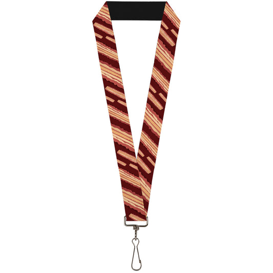 Lanyard - 1.0" - Bacon Slices Maroon