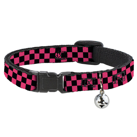 Cat Collar Breakaway - Checker Black Honeysuckle Red