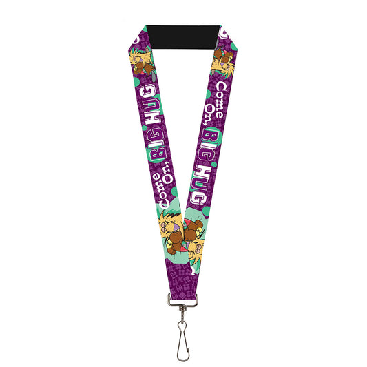 Lanyard - 1.0" - Norbert Hugging Daggett COME ON, BRO HUG Purples Teal White