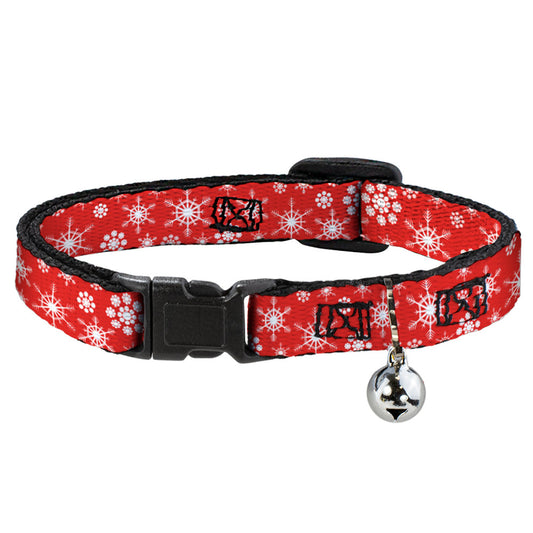 Cat Collar Breakaway - Snowflakes Red White